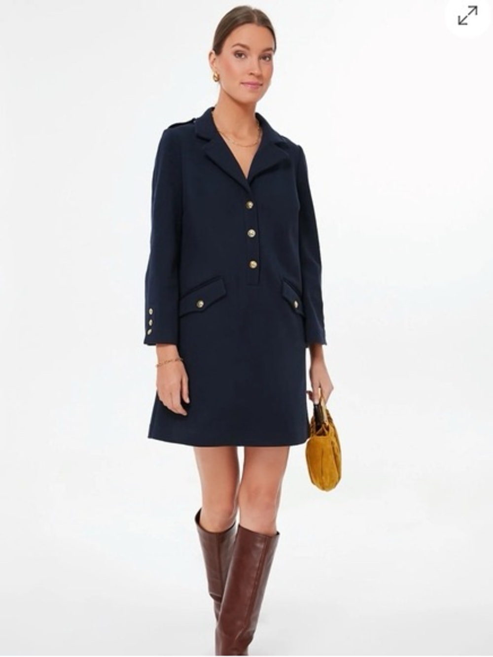 Tuckernuck Navy Button-Front Coat Dress